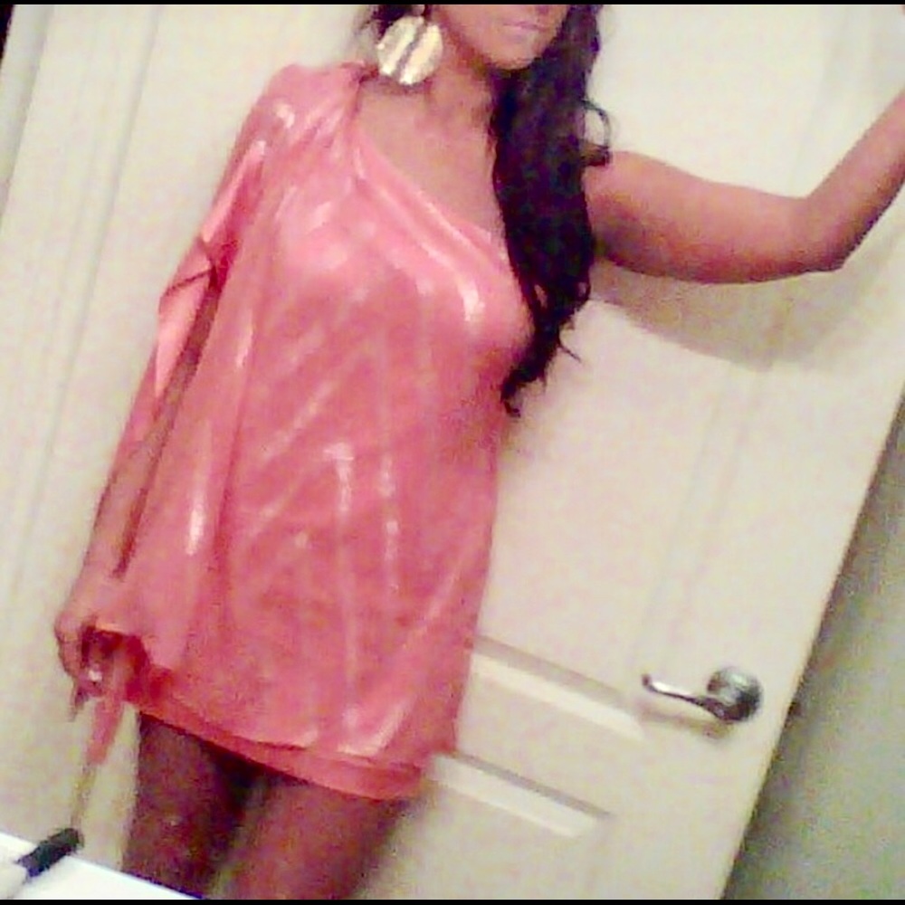 Marciano “Tori” One Shoulder Silk Dress - Pink